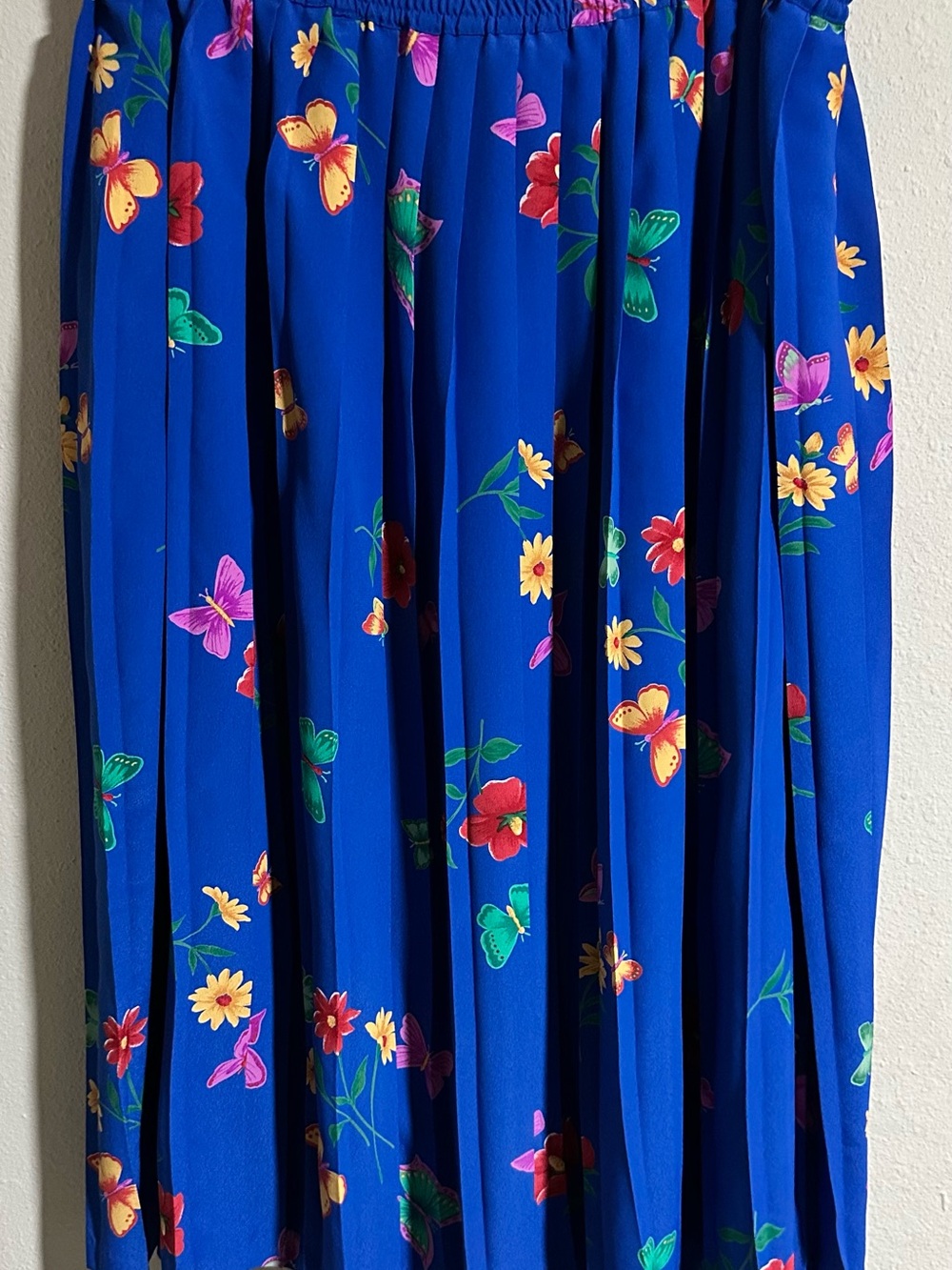 Alfred Dunner Royal Blue Floral & Butterfly Pleated Skirt